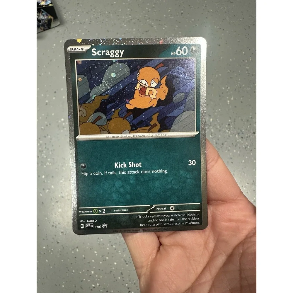 Pokémon TCG Scraggy 186 promo FART SWIRL 🌀 Black‎ Star Cosmos Holo Card NM